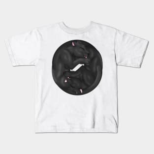 Yin-Yang Cats: Black Kids T-Shirt